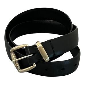 Bill Adler Studio Mens Black Full Grain Leather Belt Size 34 Solid Brass Buckle